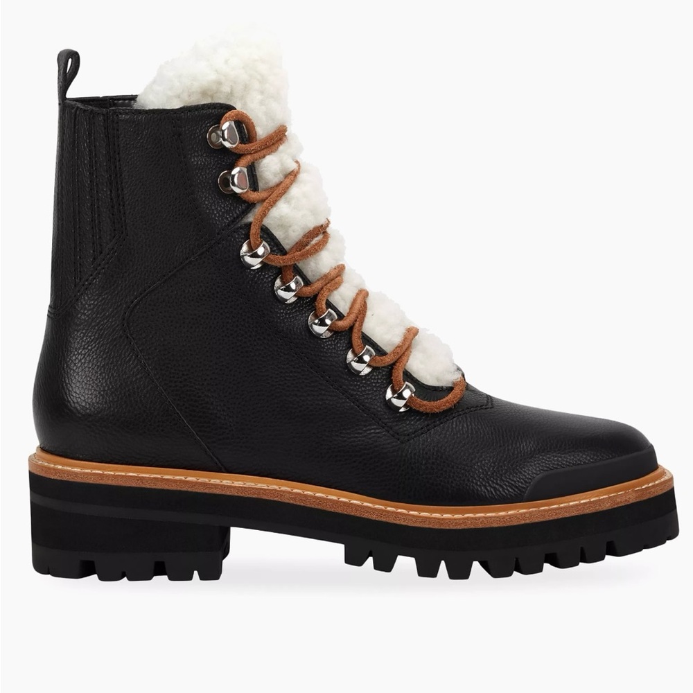 Marc Fisher LTD Izzie Shearling-Line Leather Boot size 10M